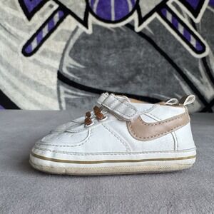 Size 3c - Soft Bottom Baby Shoes White Brown Nike